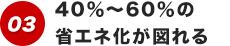 40％～60％の省エネ化が図れる